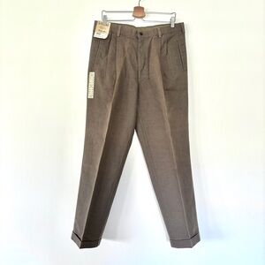 Savane linen cotton pleated light brown pants deep dye no fade